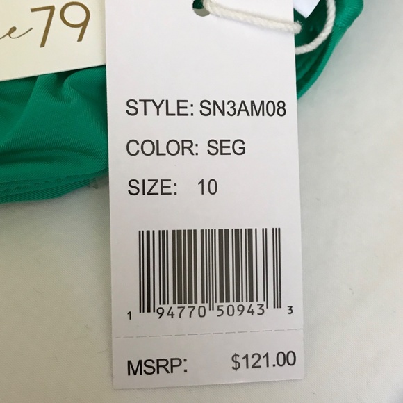 SUNSHINE 79 One Piece Swimsuit High Neck Gypset Solids Green Women’s Size 10 - Picture 9 of 15